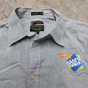 Alexander Julian Mens Long Sleeve Oxford Button Down‎ Shirt Sam Club Logo XL
